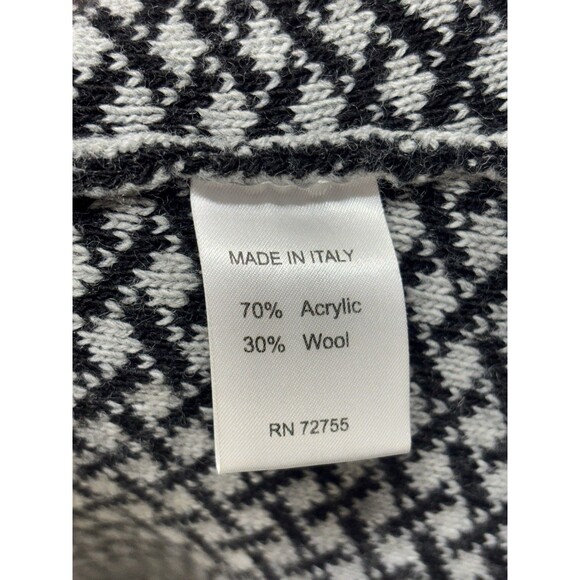 Giovanna Tricot Made Italy Black Houndstooth Long Knit Cardigan-Pockets Wool S - Picture 11 of 12